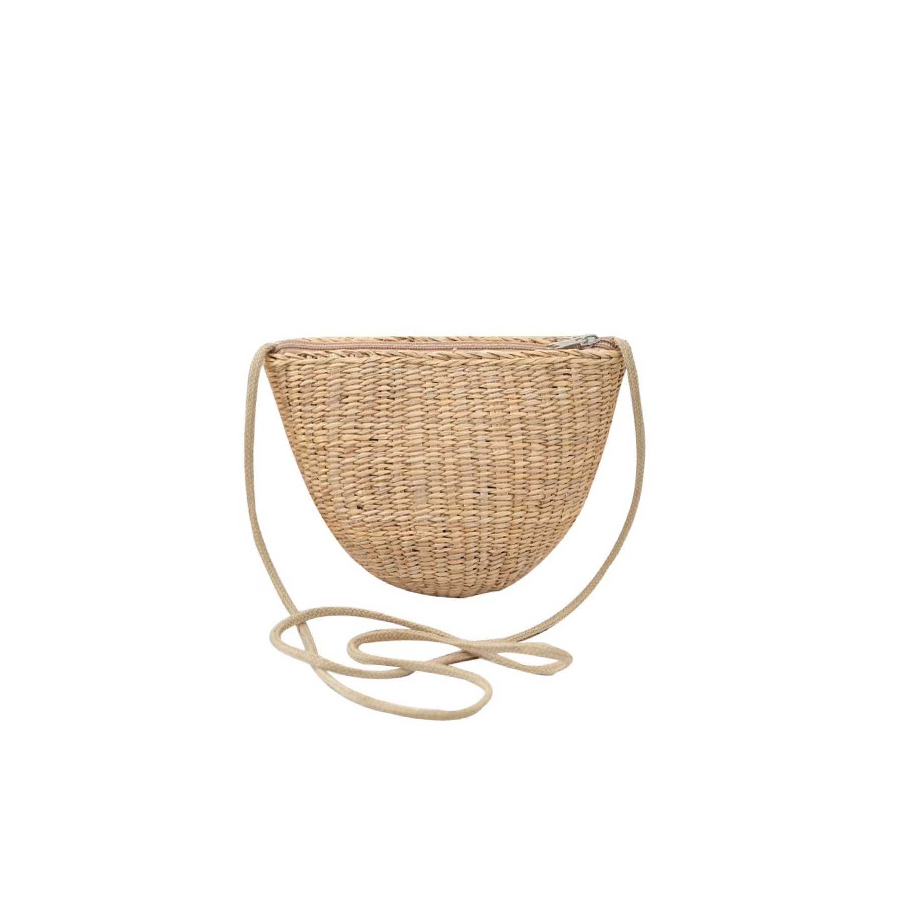Ins children's cute handmade woven bag crossbody bag beach grass woven bag baby coin purse yellow grass bag internet celebrity