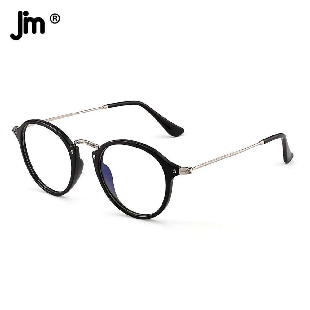 JM Round BLue Light for Women Vintage Computer Clear Fake Glasses Frame
