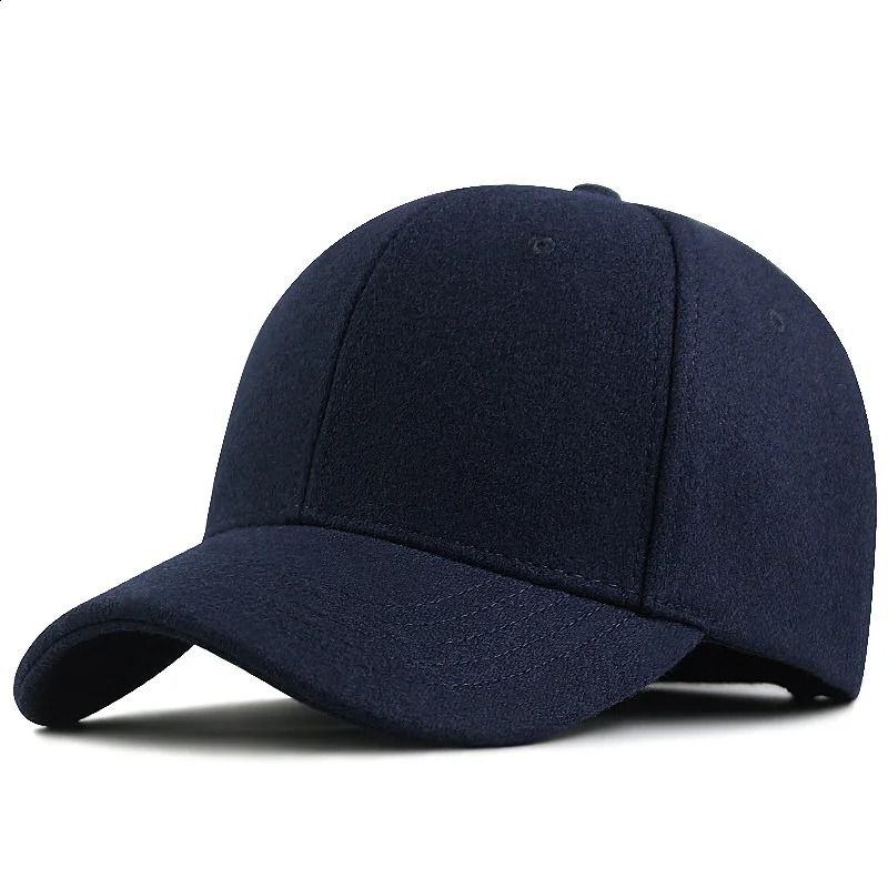 Mens winter large-sized felt baseball cap big head mens wool lined sports cap oversized wool buckle cap 56-60cm 61-65cm 250228