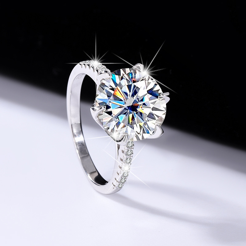 Choucong Brand Classical Six Claw Wedding Rings Luxury Jewelry Solitaire Real 100% 925 Sterling Silver Round White Moissanite Diamond Party Eternity W
