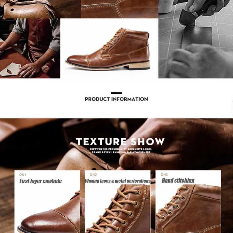 ZFTL new mens ankle boots handmade mens Chelsea leather mens boots lace mens casual high top mens boots large size 2023 Z250303