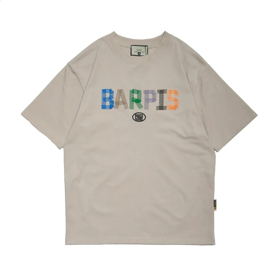 Trendy BARPIS Letter Print T-Shirts Street Hip Hop O-Neck Mens T Shirt Harajuku Casual Cotton Short Sleeve Tee tops 250224