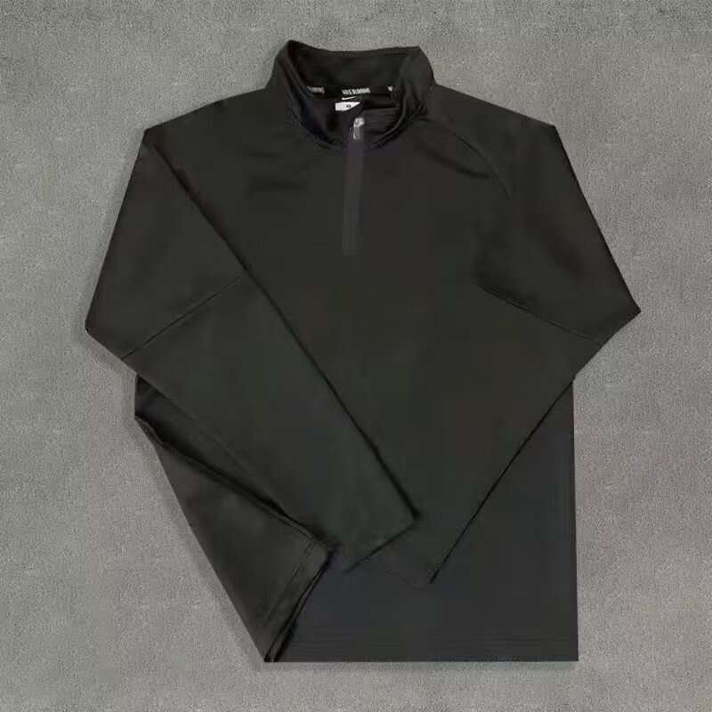 Running student's new training stand up collar T-shirt, quick drying sportswear, men's half zipper loose long sleeved fitness suit top
