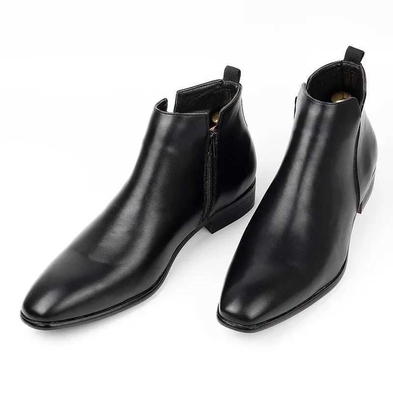 Mens Chelsea boots luxury casual leather boots 2025 new suede ankle boots mens business dress boots large size 48 Botas Hombre Z250303