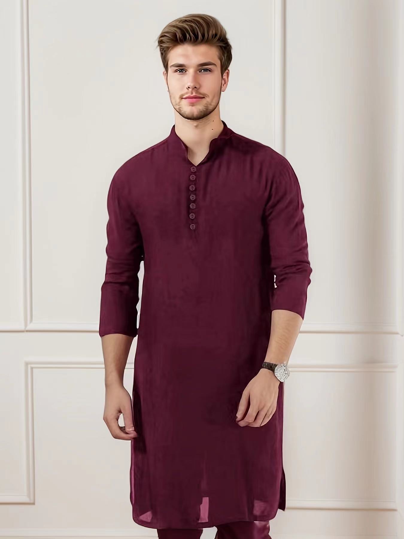 Simple Men's Arabian Long Shirt for Muslims - Classic Fashion Robe
