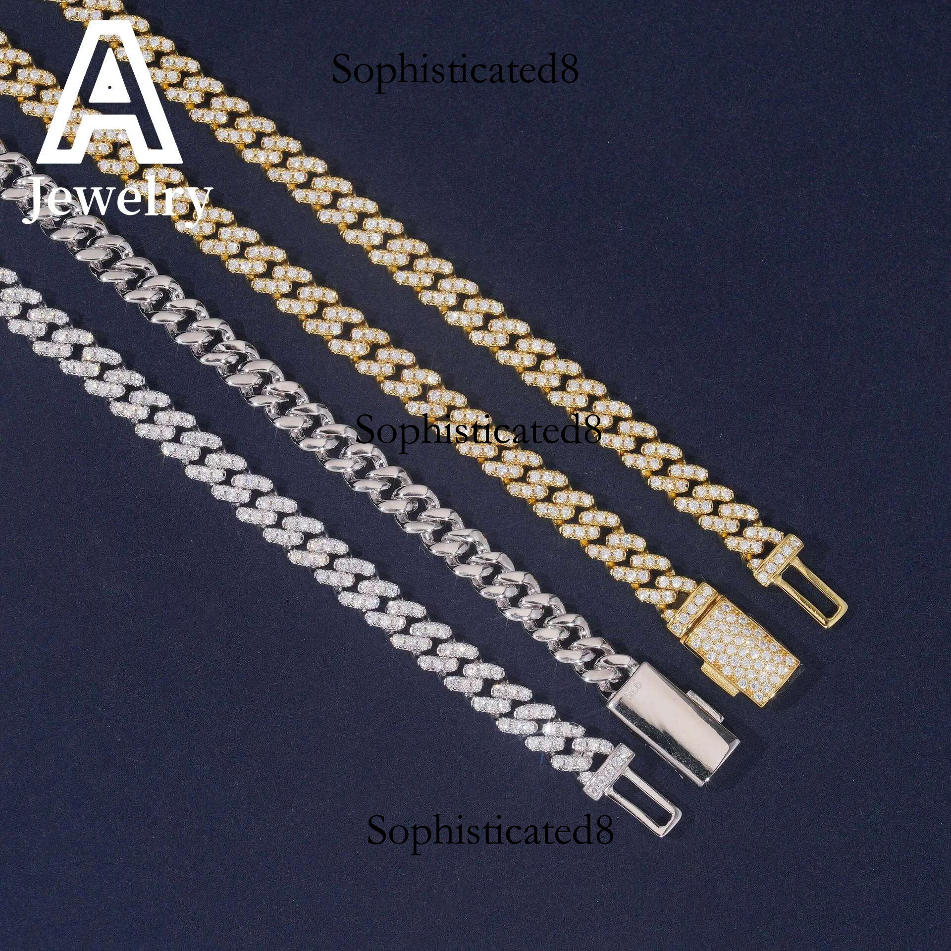 6mm Dia Iced Out Cuban k Chain Sterg Sier Moissanite Hip Hop Jewelry Necklace Bracelet