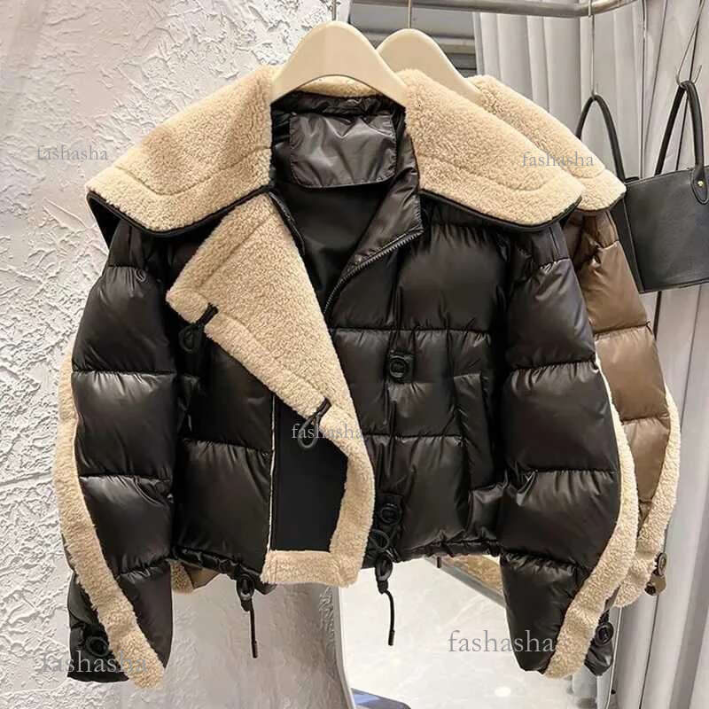 Parkas Womens Down Korean Style Lambswool Warm Jacket Long Sleve Cotton Jacket Fashionable And Elegant Womens Winter Jacket Basic Jacket Womens Jacke 