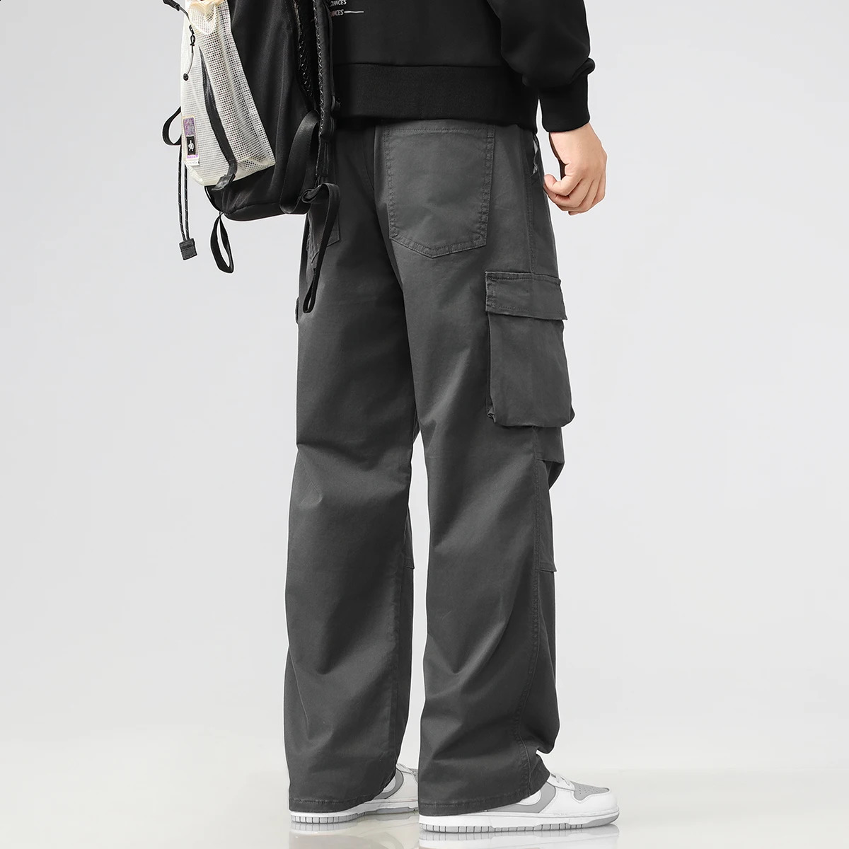 Big Tall Man Store Clothes Long Length Cargo Pants Straight Leg Cotton Trouser Male Khaki 190cm Stretch Plus Large Fat 8XL 250228