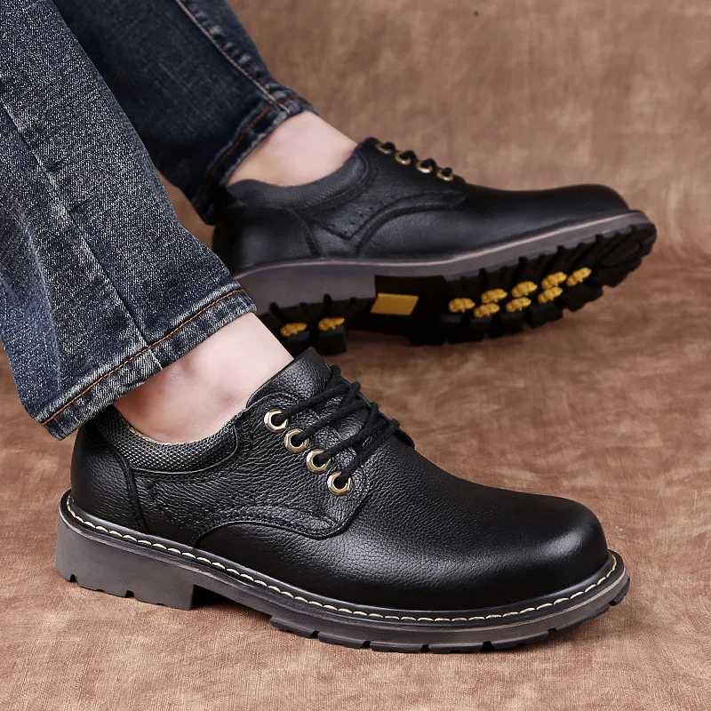 Men Genuine Leather Shoes Spring autumn British Thick Sold Casual Shoes Men Formal Wear Wedding Workwear Boots men Z250303