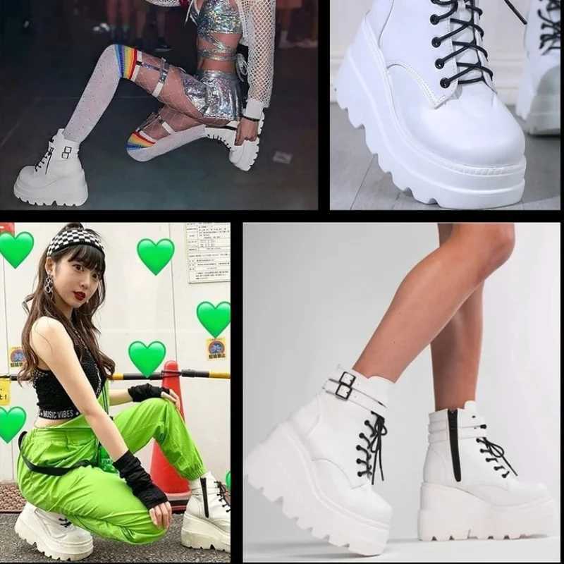 Luxury Brand Women High Heels Punk Gothic Female Motorcycle Boots Platform Women Boots Fashion Wedges Ankle Boots Big Size 36-42 Z250303