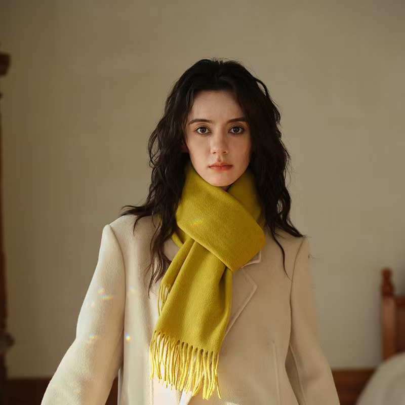 K038 100% wool simple solid color basic scarf winter outerwear soft men and women couple scarf warm scarf female