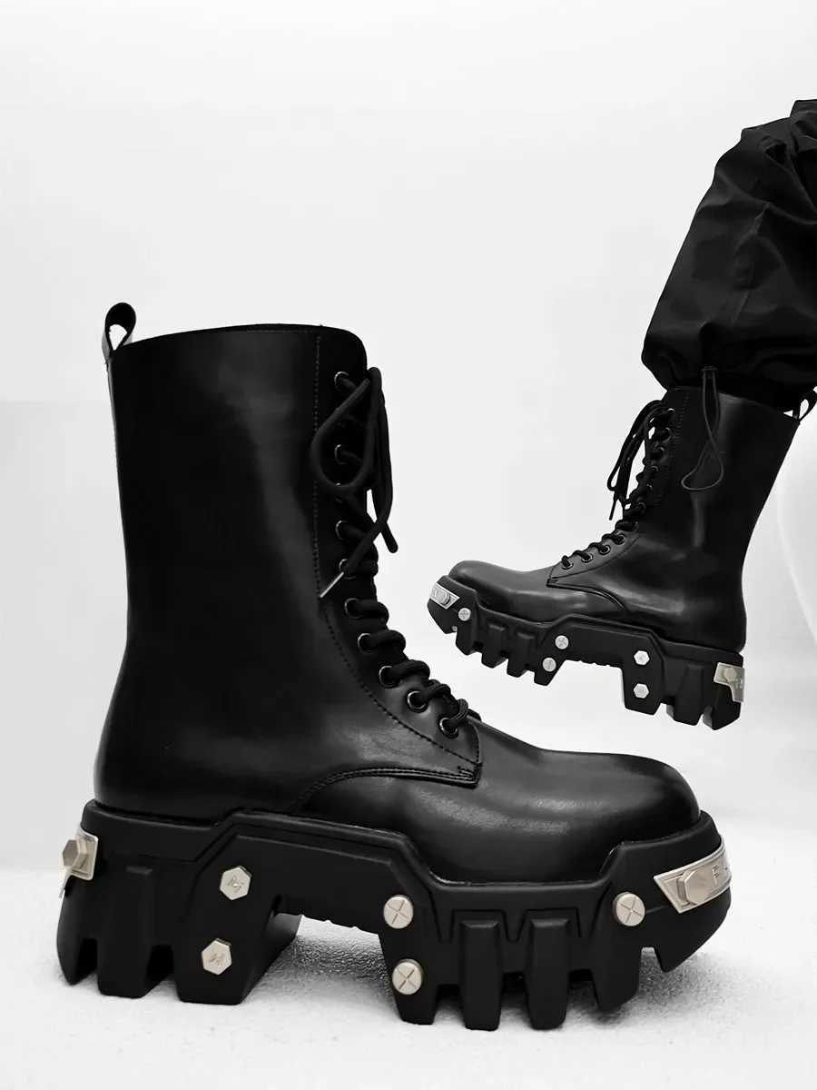 Owen Seak Men Motorcycle Boots Platform Leather Luxury Trainers High Top Sneakers Lace Up Autumn Black Designer Shoes Z250303