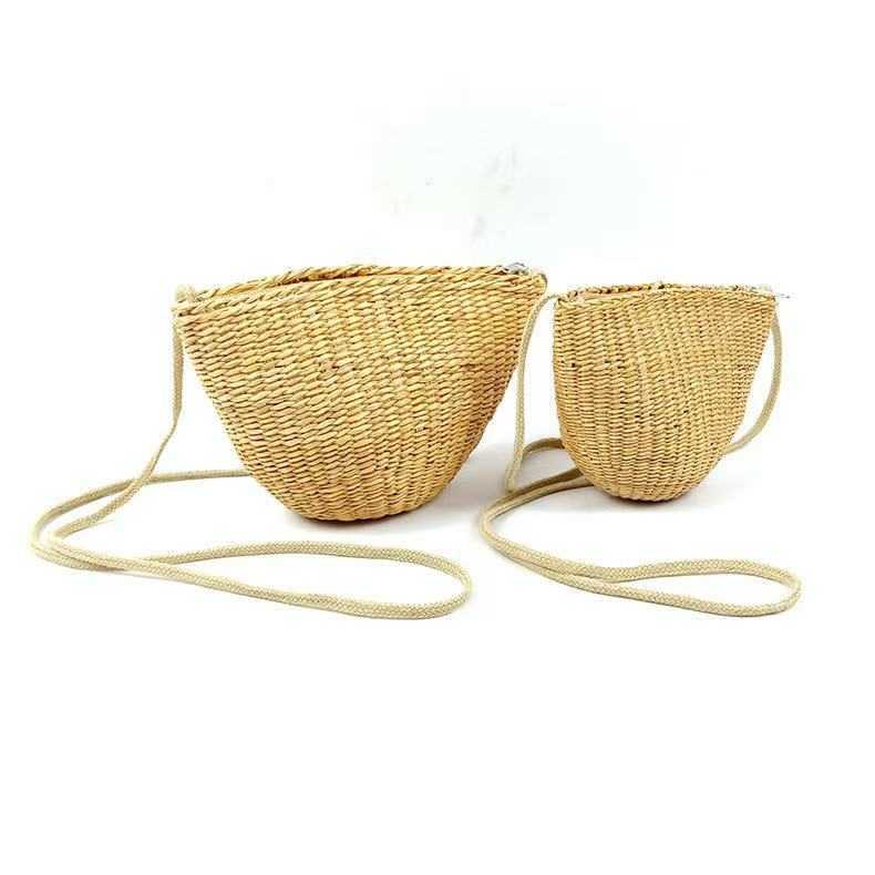 Ins children's cute handmade woven bag crossbody bag beach grass woven bag baby coin purse yellow grass bag internet celebrity