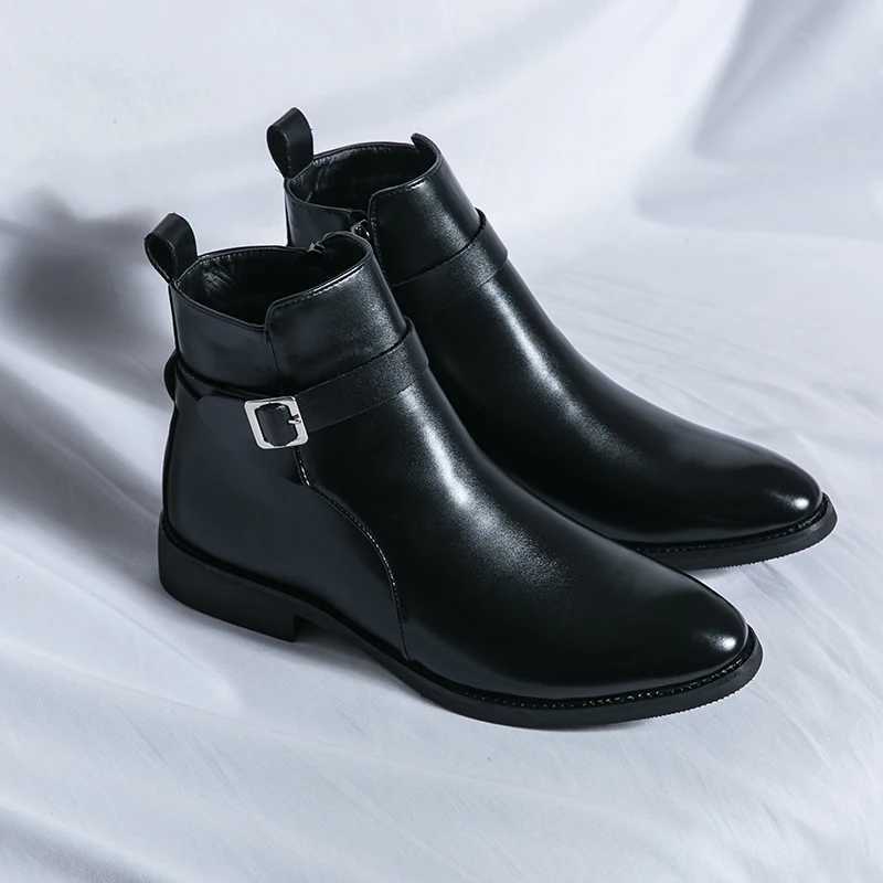 Luxury High Top Boots for Men Brown Motorcycle Boots Platform Fashion Male Ankle Boots High-quality Mens Casual Leather Shoes Z250303
