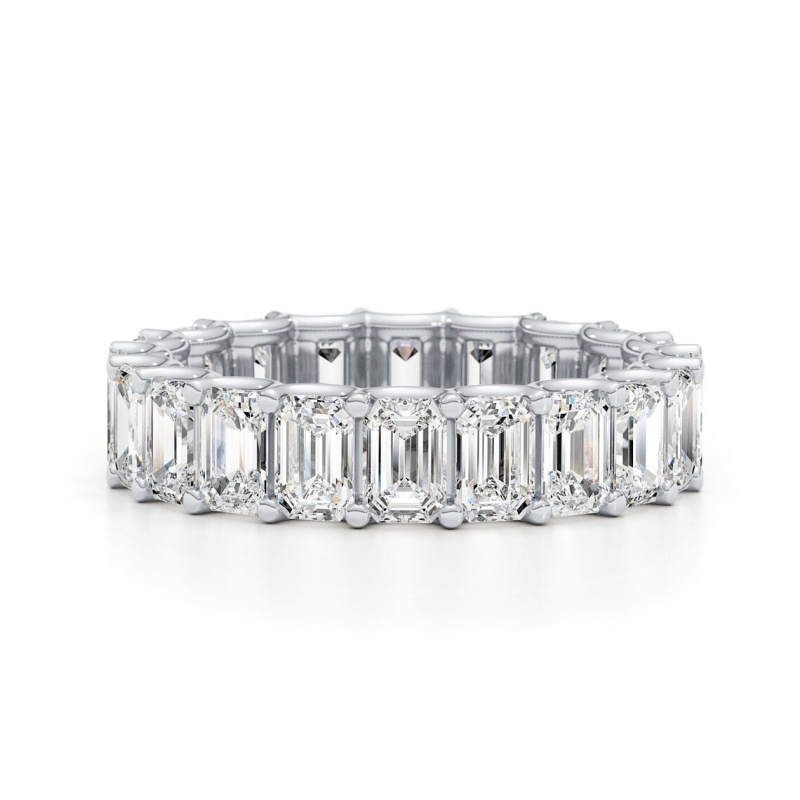 Wedding Rings 18K White Real Gold 5*3.5MM Emerald Cut Full Prong Set Stackable Ring For Women Lab Grown Diamond VCD Women Gold Engagemet Ring w250320