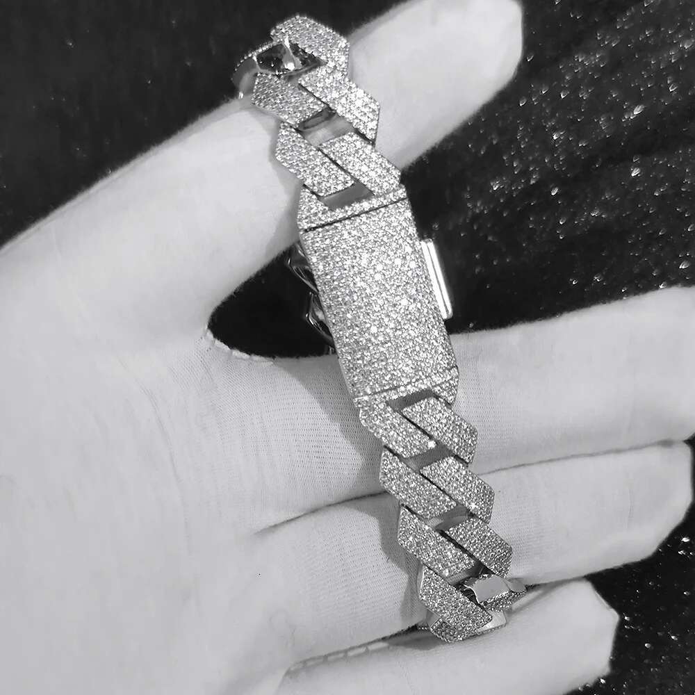 HHIOK Hip Hop Men's 15mm 4Rows Dia Chain Sier/Gold Plated Cuban k Iced Out Bg Zircon Necklace Jewelry