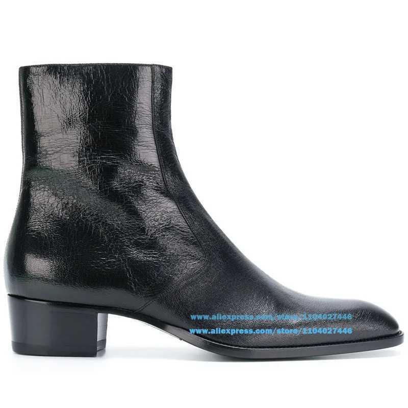 Chelsea Boots for Men Side Zippers High-Top Genuine Leather Ankle Booties Stylish Designer Pointy Toe Luxury 37-46 European Size Z250303