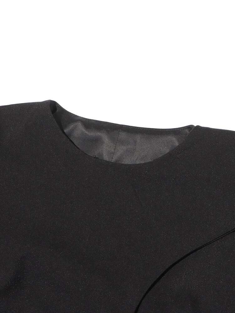 TWOTWINSTYLE Asymmetrical Slimming Blazers For Women Round Neck Long Sleeve Temperament Tunic Coat Female Clothing Fashion Style