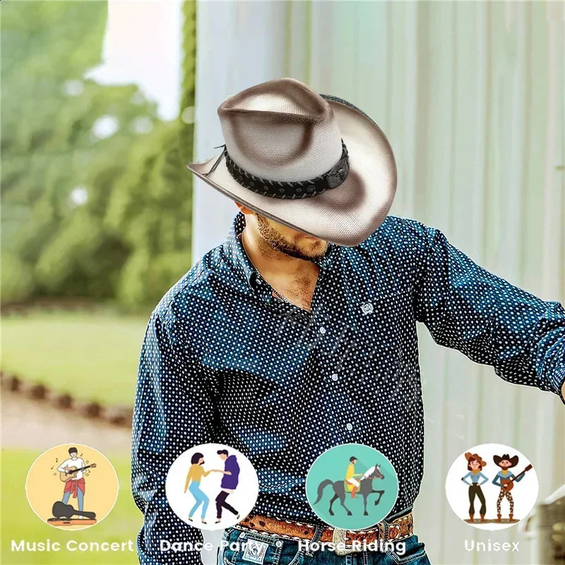 Vintage Hat Men Western Cowgirl Caps Straw Cover Cap Female Jeans Hat Jazz knight Hat Sun Hat 250221