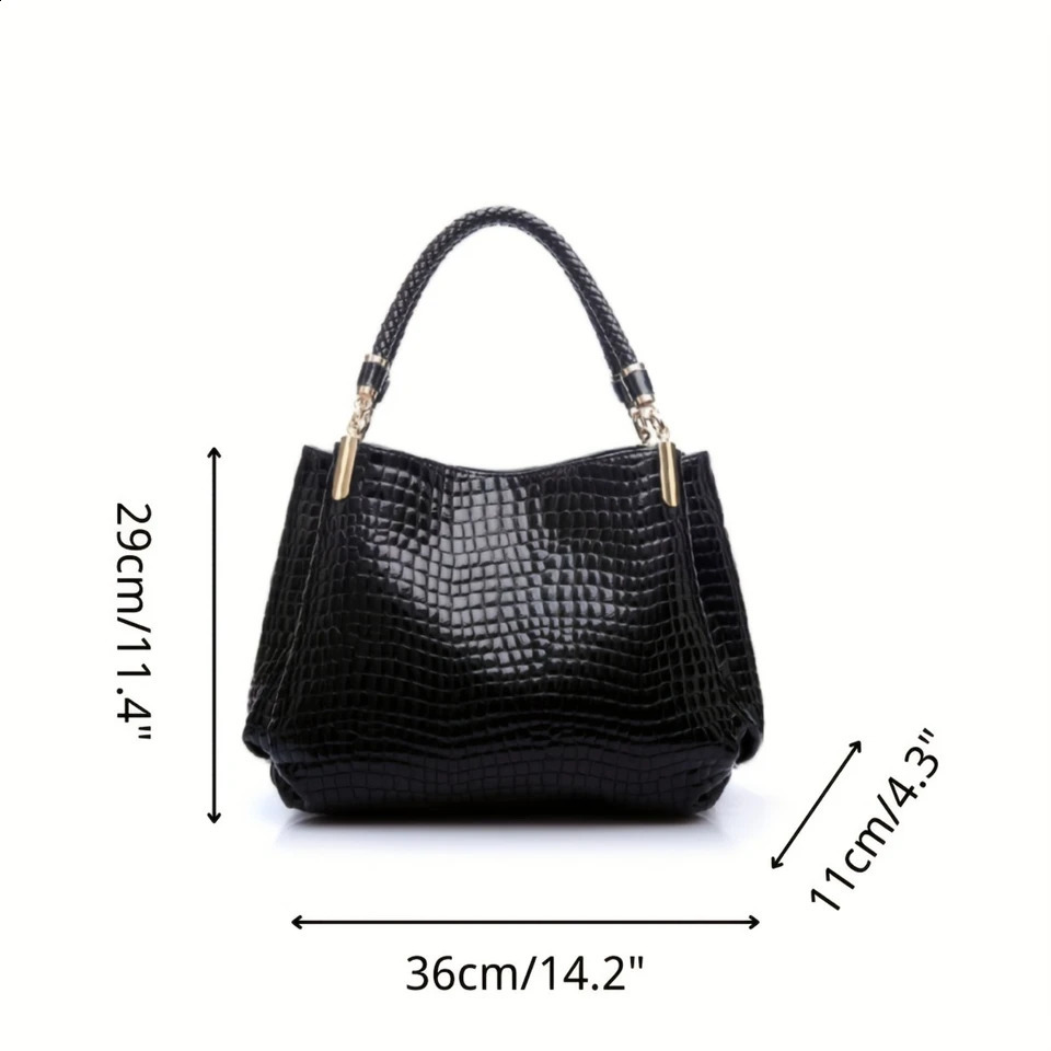 Ship from US Women Pattern Handbag Premium Faux Leather Shoulder Bag Luxurious Patent Purse Elegant Top Handle S 250228FBB