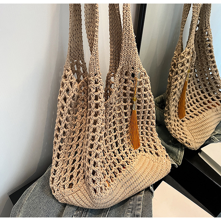 Summer Large Capacity Hollow for Women 2025 New Knitted Beach Vacation Commuter Shoulder Bag #swissmilitary