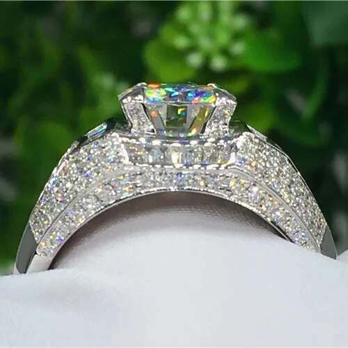 14K 3 Carats Dia Ring for Men Rock 14k Gold Anillo Esmaltado Sier Jewelry Bague Diamant Bizuteria Rings