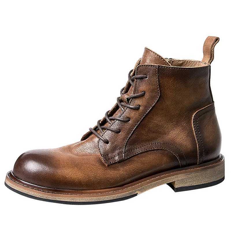 mens leather boots luxurious handmade high-quality British style comfortable ankle black business social shoes mens size 44 Z250303