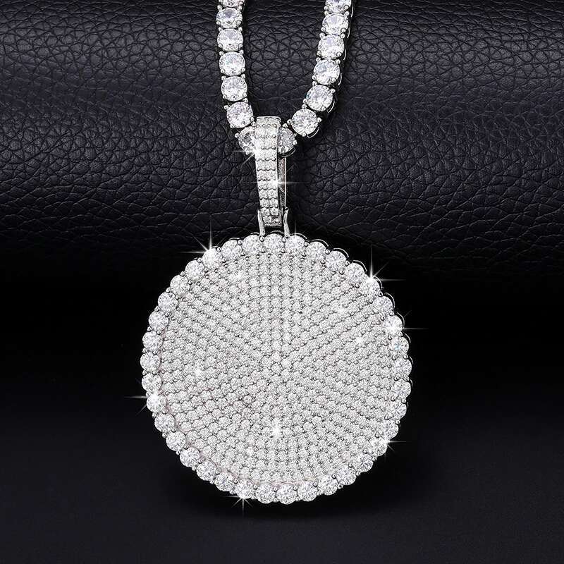 20/30/40mm Round D Color VVS Moissanite Pendant Sterg Sier Necklaces Iced Out Shining Passed Dia Test Wholesale