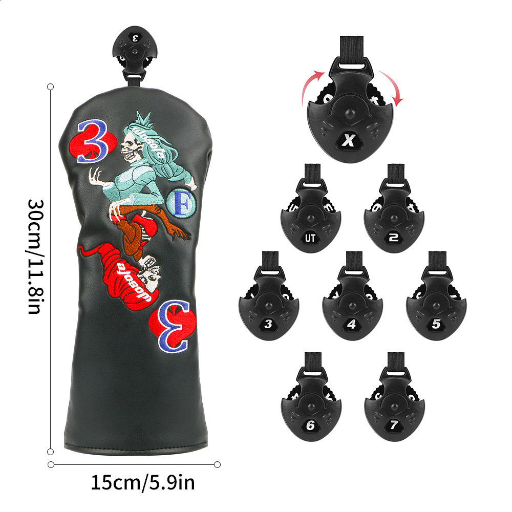 Golf Wooden Club Cover Club Hat Cover Exquisite Skull Playing Card Embroidered Head Protection Cover Selling 241115