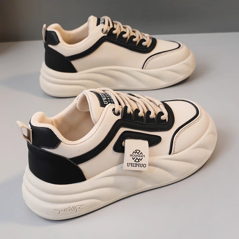 2025 Spring Designer s New Breathable White Shoes Low Cut Casual Leather Soft Soled Sports Shoes Thick Soled Multi Functional Sports And Leisure Outdo
