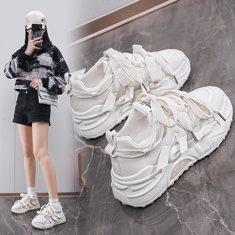 Fashion New Product Designer 2025 White Shoes Bow New Women's Sports Running Leisure Thick Soled Height Increasing Board Shoes