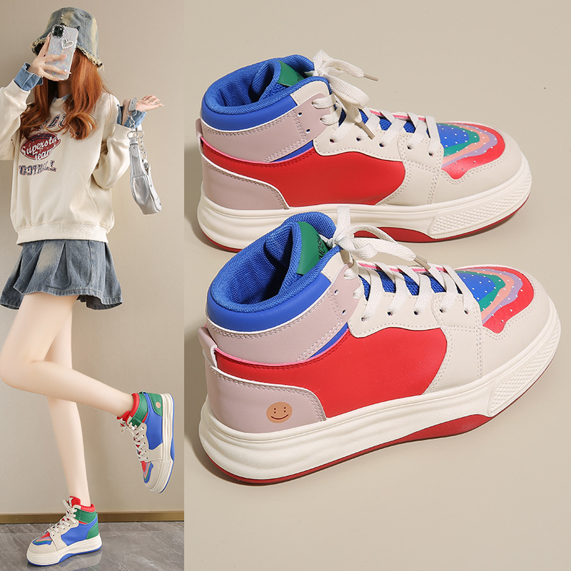 2025 Designer s New High Top Mandarin Duck Color Thick Sole Height Increasing Multifunctional Sports And Leisure Board Shoes