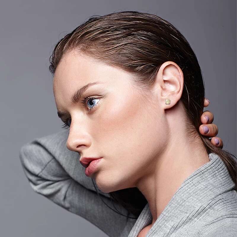 2023 Fashion Trendy Moissanite Square Stud Earring For Women Sterg Sier Wedding Cute Earing Party Wholesale Jewelry