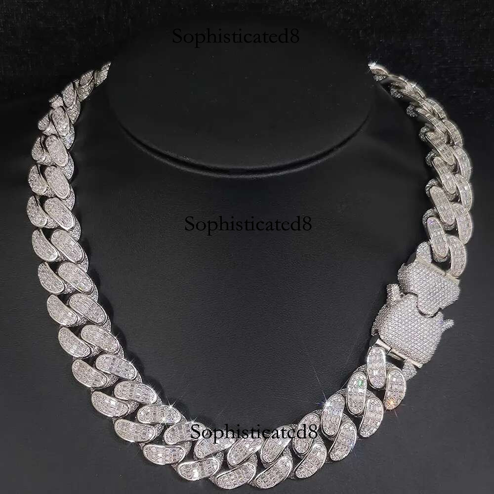Hip Hop Jewelry New Arrivial 18mm 3 Rows Necklace Iced Out Rectangle Cz Prong Choker Thick Cuban k Chain For Men