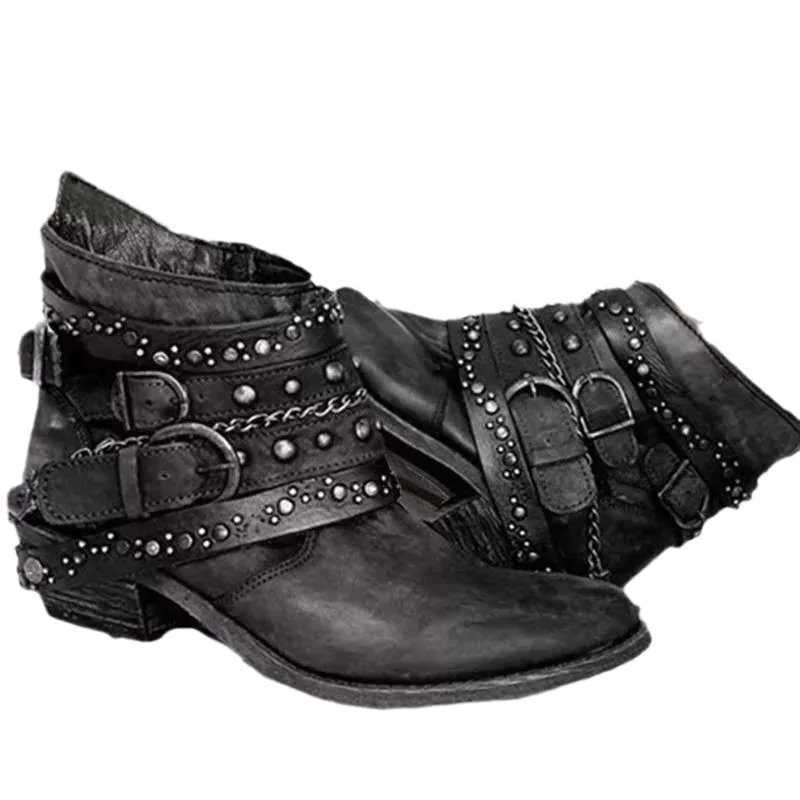 Platform shoes 2023 womens boots PU square heel circular toe side zipper soft leather womens autumn and winter motorcycle boots 36-43 Z250303