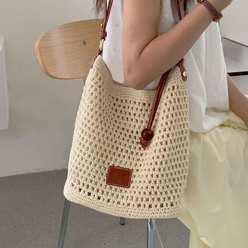 Knitted hollow for women 2025 new summer seaside vacation tote beach shoulder and armpit bag #swissmilitary
