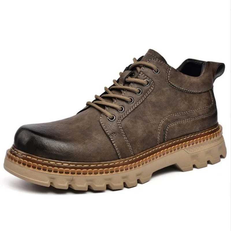 New Genuine Leather Men Boots Cow Leather Upper Durable Sole Lace up Autumn Winter Boots Daily Leisure Outdoor Shoes For Man Z250303