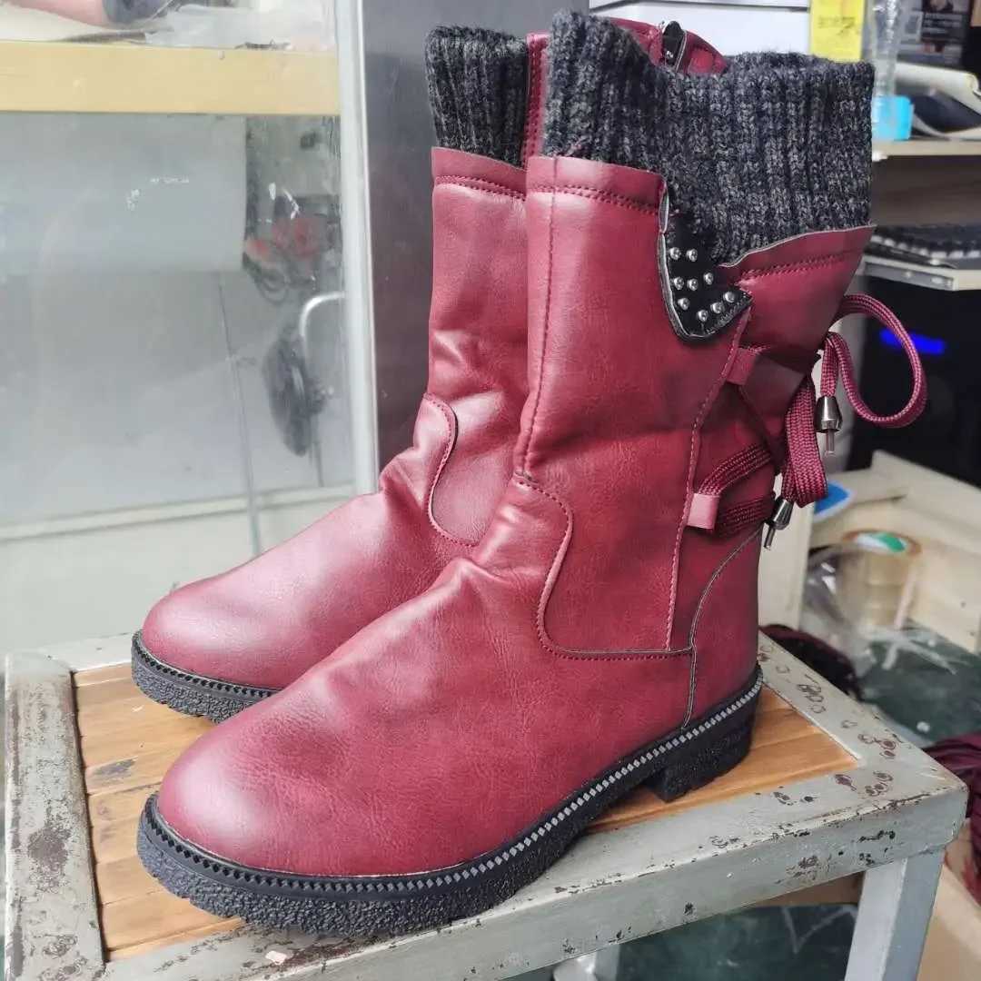 Women 2023 Autumn Winter Mid-calf Boots Flock Shoes Ladies Fashion Snow Boots Shoes Thigh High Warm Boots Shoes for Women Z250303