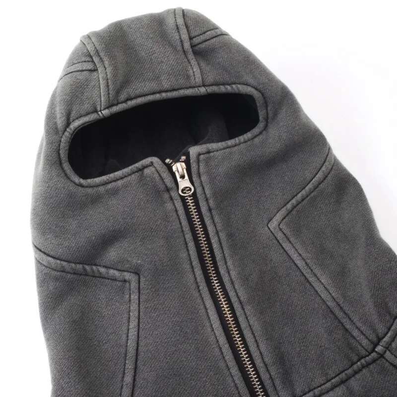 PFNW Men's Dark Grey Zipper Cardigan Sweatshirts American Casual Loose Washed Distressed Thin Veet Hoodie Autumn New 12C1418