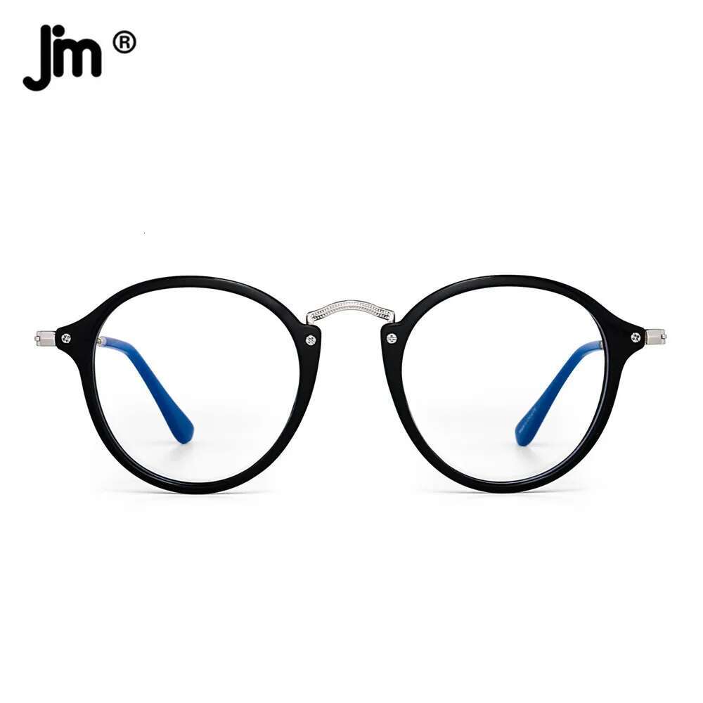 JM Round BLue Light for Women Vintage Computer Clear Fake Glasses Frame