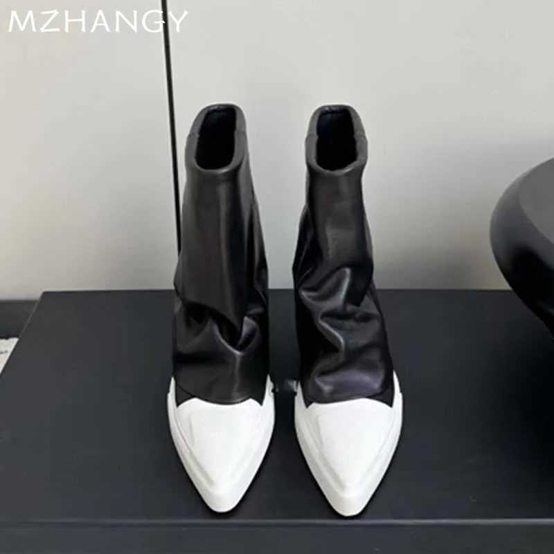 Pointed Toe Flats Womens Ankle Boots Designer Fashion Leather Shoes Womens Trend Walking Leisure Chelsea Bottas Mujer New Goth Bottas Z250303