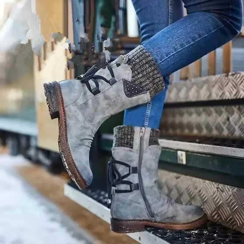 Women 2023 Autumn Winter Mid-calf Boots Flock Shoes Ladies Fashion Snow Boots Shoes Thigh High Warm Boots Shoes for Women Z250303