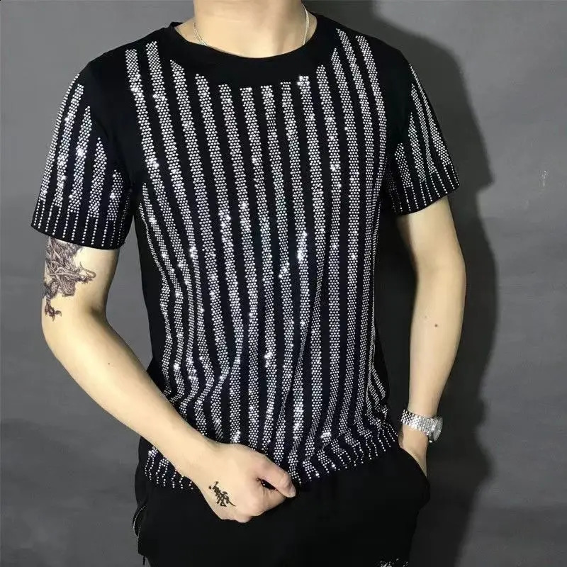 Mens er Rhinestone T-shirt Punk Clothes Drop Hip Hop 250224
