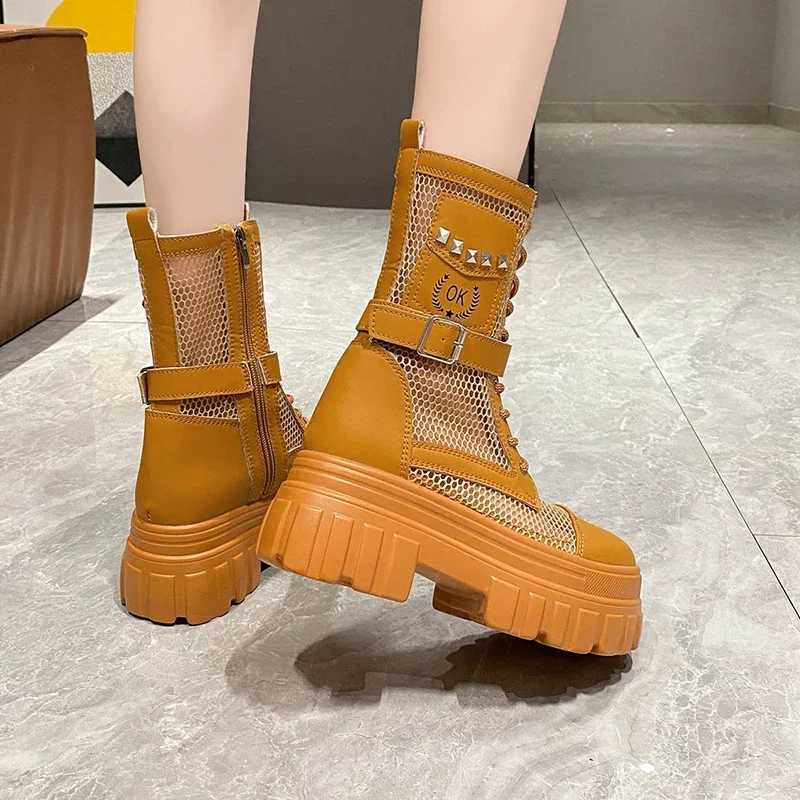 High Quality Soft Leather Platform Women Ankle Boots Gothic Style Cool Women Combat Boots New Street Women Shoes For Summer Z250303