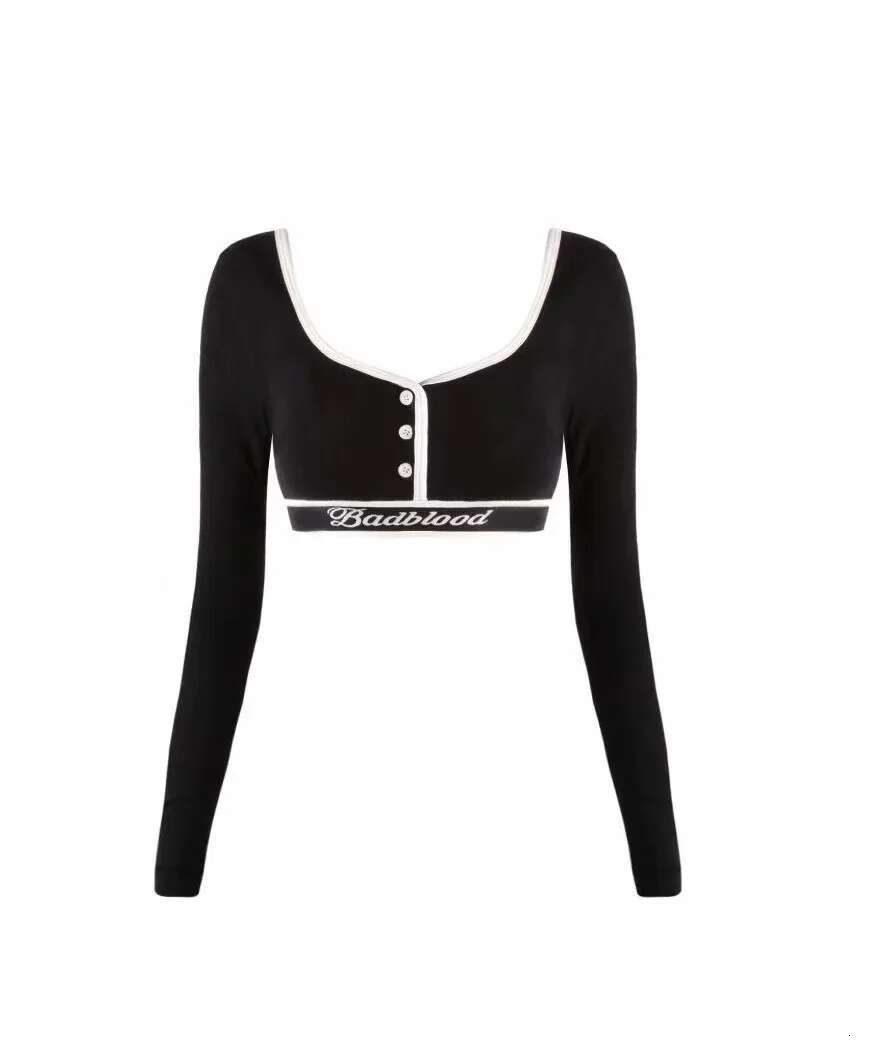 Yoga Short Style Long-Sleeved T-Shirt Niche Spice Girl Vest Female American Simple Casual Sports Dancing Bra