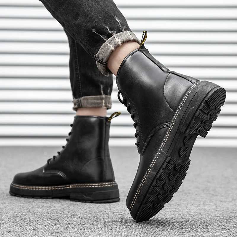 Motorcycle Boots Man Black Shoes Ankle Boot Anti-slip Wear-resistant High Top Spring and Autumn Main Push Trendy Comfortable Z250303