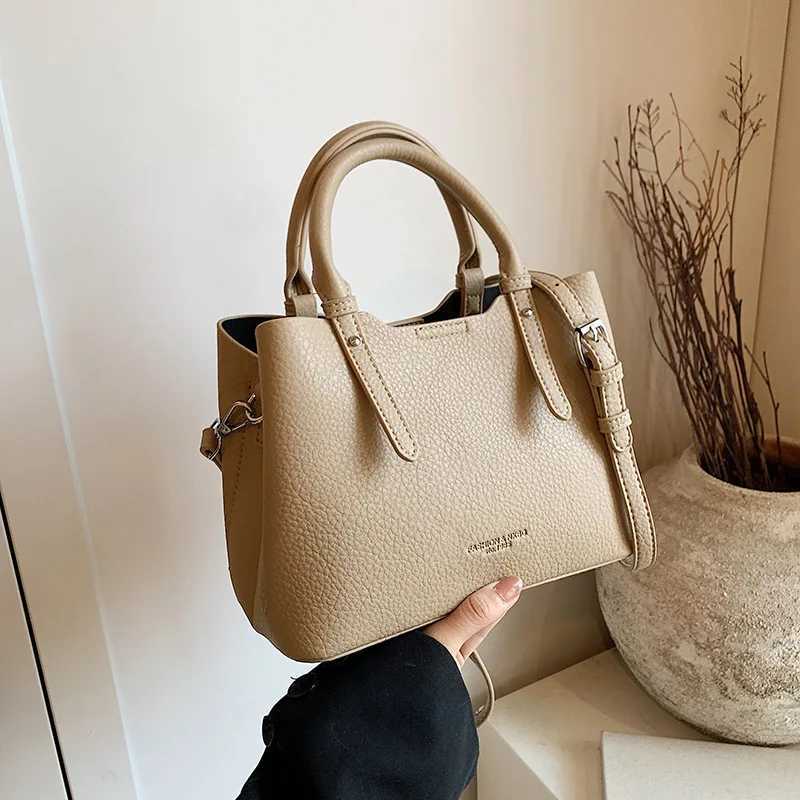 Luxury Designer PU Leather Lichee Pattern Womens Handbag Casual Crossbody Bag Bucket Tote Y250303