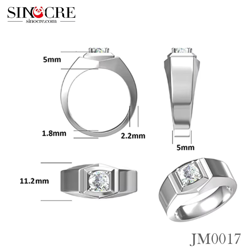 Wedding little finger brand new moissanite ring men's Sinocre jewelry