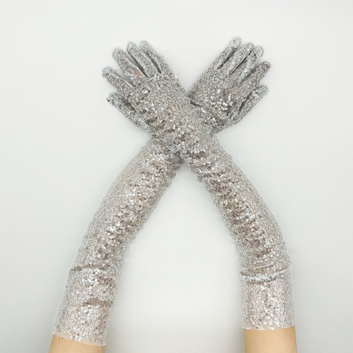 2025 Sequined Full Fiinger Bridal Gloves Above Elbow Length Prom Evening Party Gloves Elegant Sparkly Wedding Accessories