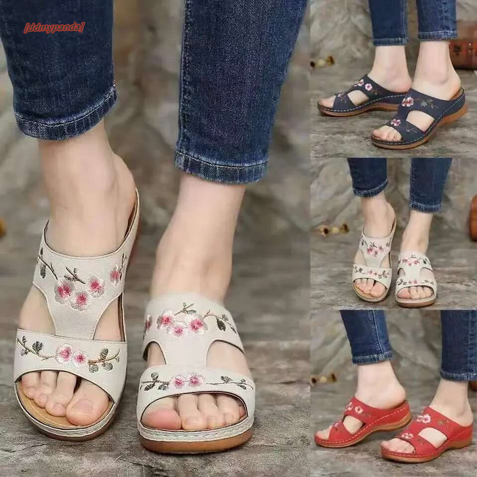 Women's Casual Slippers Fashion Hollow wers Wedge Sandals Outdoor Embroidered Platform Comfortable Beach Shoes Chinelo Nuvem #ddmypanda